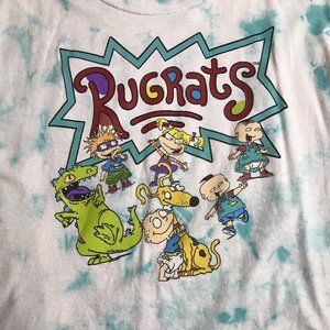 Nickelodeon Rugrats Tie-Dye Short Sleeve T-Shirt Size XL Cut Off Womens Retro